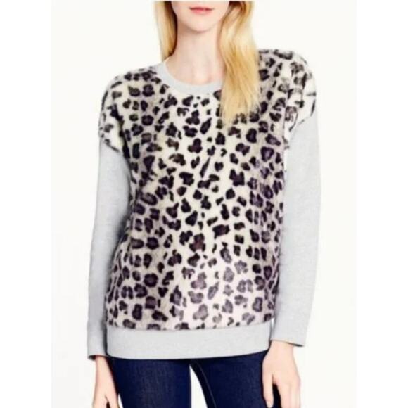 Kate Spade Sz S Oversized Faux Fux Cheetah Sweatshirt Leopard Fuzzy Animal Print - Picture 1 of 11